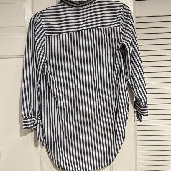 J. Crew Blue/White Striped Pullover Blouse XXS - Picture 4 of 4